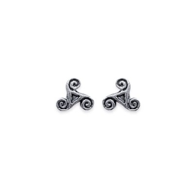 Boucles d'oreilles clous puces croix bretonne Triskell 5 mm - argent massif 925