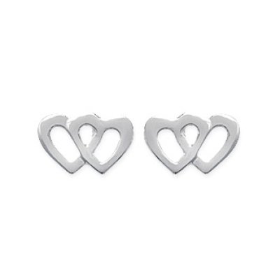 Boucles d'oreilles clous puces coeurs 7 mm femme - Anna - argent 925 rhodié