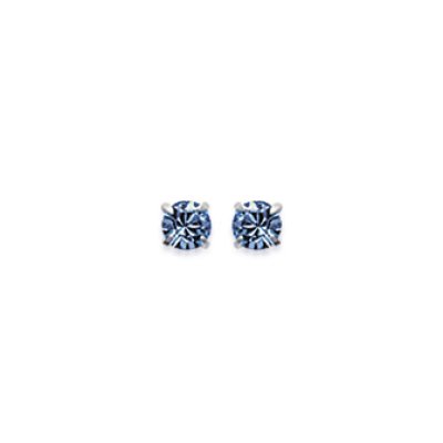 Boucles d'oreilles tige puces clous 3 mm - Lena - argent massif - cristal bleu