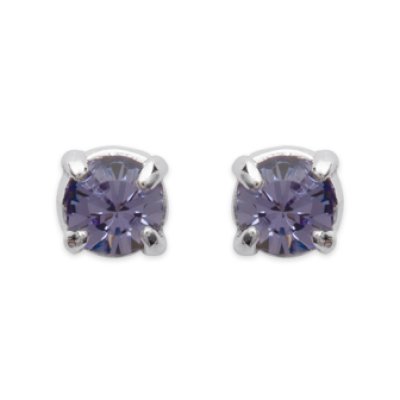 Boucles d'oreilles tige puces clous 2 mm - Rita - argent massif - cristal violet