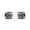 Boucles d'oreilles tige puces clous 2 mm - Rita - argent massif - cristal violet