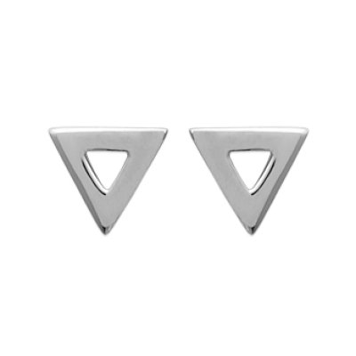 Boucles d'oreilles triangles puces clous 6 mm - argent massif 925 rhodié