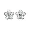 Boucles d'oreilles fleurs 5 mm puces clous - Manel - argent 925 rhodié - zircons