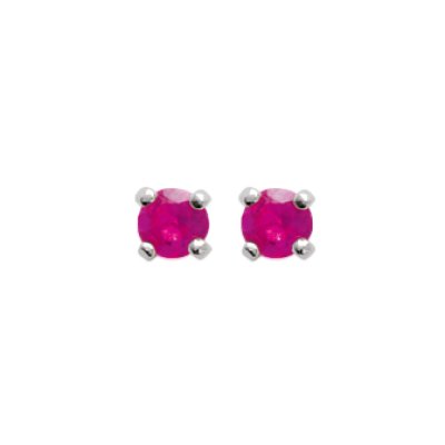 Boucles d'oreilles puces clous rondes pierre rose 3mm - Lina - argent 925 rhodié