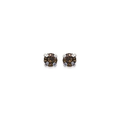 Boucles d'oreilles tige puces clous 3 mm - Lise - argent massif - cristal marron