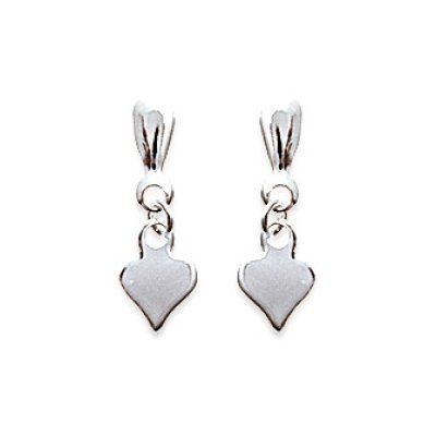 Boucles d'oreilles clous pendantes 15 mm petit coeur - Lydia - argent massif 925