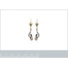 Boucles d'oreilles dormeuses pendante plaqué or bicolore Pierre noire 34mm x 7mm