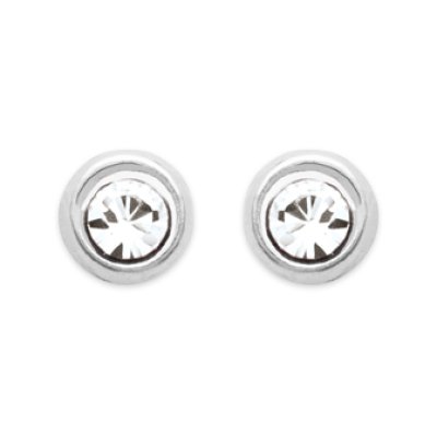 Boucles d'oreilles puces 3 mm - Naila - argent massif 925 - cristal transparent