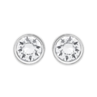 Boucles d'oreilles puces 3 mm clous - Tania - argent massif 925 - cristal blanc