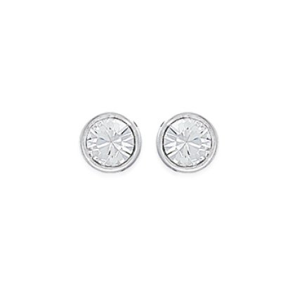 Boucles d'oreilles puces clous rondes 6 mm - Ariana - argent 925 - cristal blanc