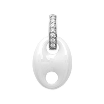 Pendentif argent massif 925 rhodié oxyde de zirconium et céramique