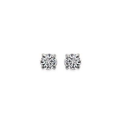 Boucles d'oreilles puces clous cristal transparent 4mm - Iris - argent massif