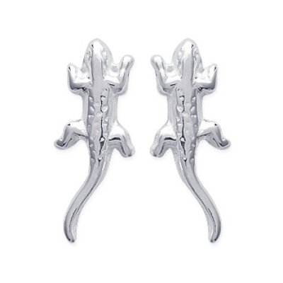 Boucles d'oreilles puces 14 mm salamandre lézard gecko - Mel - argent massif 925