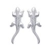 Boucles d'oreilles puces 14 mm salamandre lézard gecko - Mel - argent massif 925