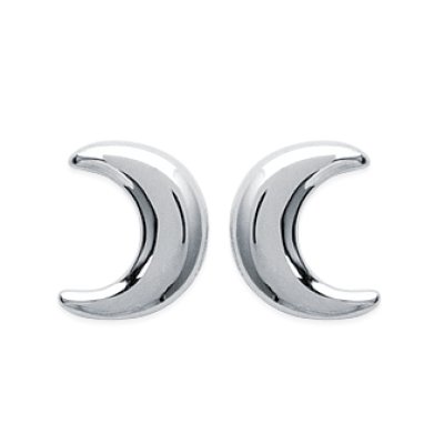 Boucles d'oreilles puces 5 mm croissant de lune tige - Penda - argent 925 rhodié