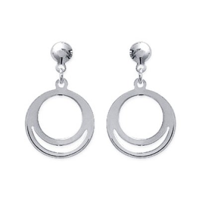 Boucles d'oreilles pendantes 18 mm rondes anneaux - Alixe - argent massif 925