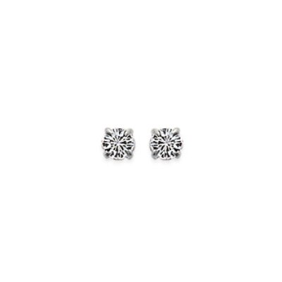 Puces d'oreilles clous tige 3 mm - Lili - argent massif - cristal transparent