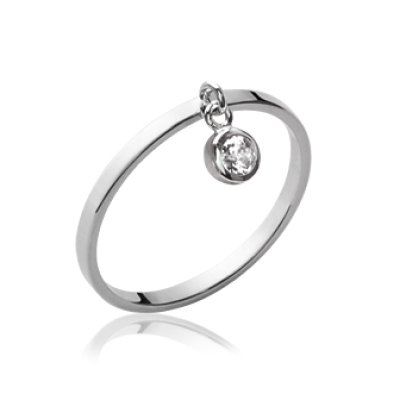 Bague argent massif 925 rhodié et oxyde de zirconium