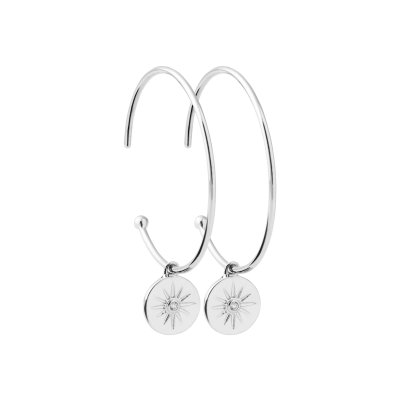 Boucles crochets d'oreilles créoles Argent rhodié Zircons