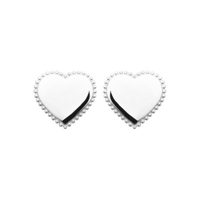 Boucles d'oreilles puces femme coeur Argent 925 rhodié