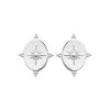 Boucles d'oreilles Argent 925 rhodié femme ovale rayons de soleil